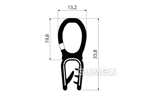 Profil U-PIRELI mit Metallverstärkung mit oberer Dichtung A1104/2,78°ShA, U-PVC, Bauch-EPDM, schwarz, 